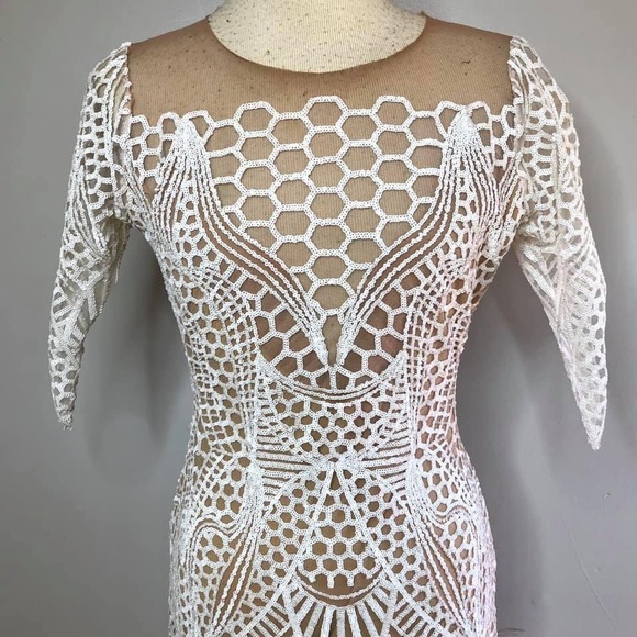 Lucia’sSarto Wedding Dress Sequin Short Sleeve xs - Picture 12 of 16